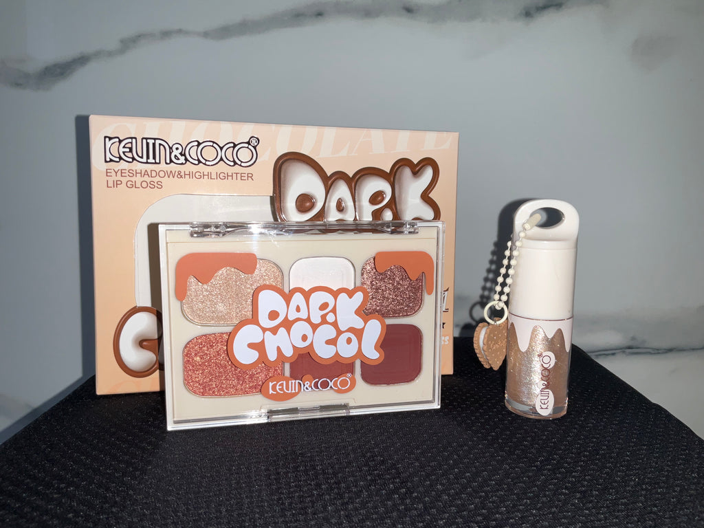 Set de Sombras + Lip Gloss Qiaoqiao Dark Chocolate